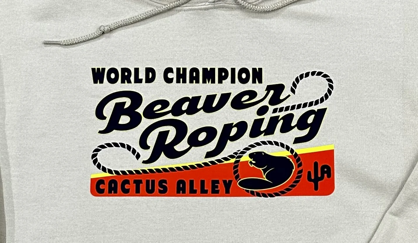 Beaver Roping - Tan Adult Hoodie